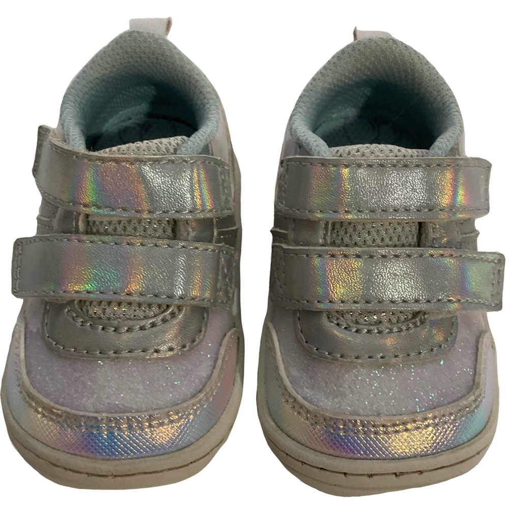 Stride Rite Ariella Toddler Girls Iridescent Silver Self-Adhesive Sneakers; 3M